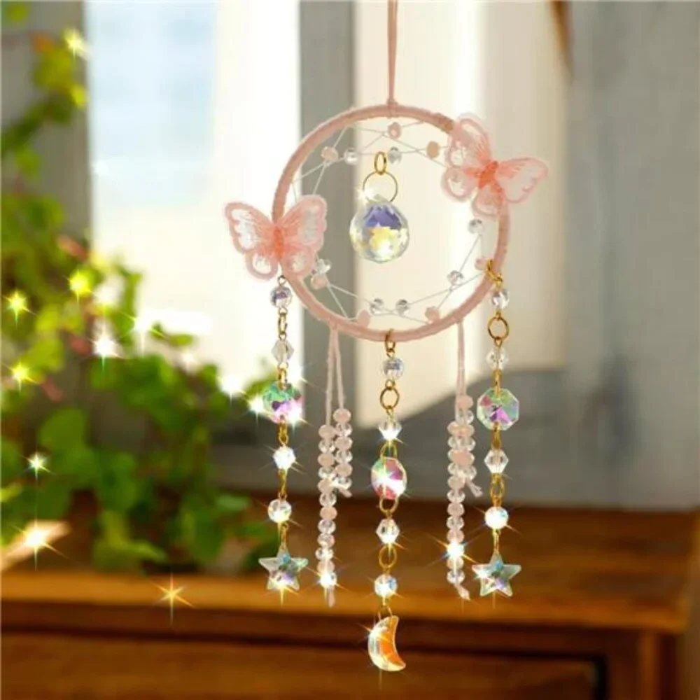 Pink Butterfly Small Dream Catcher